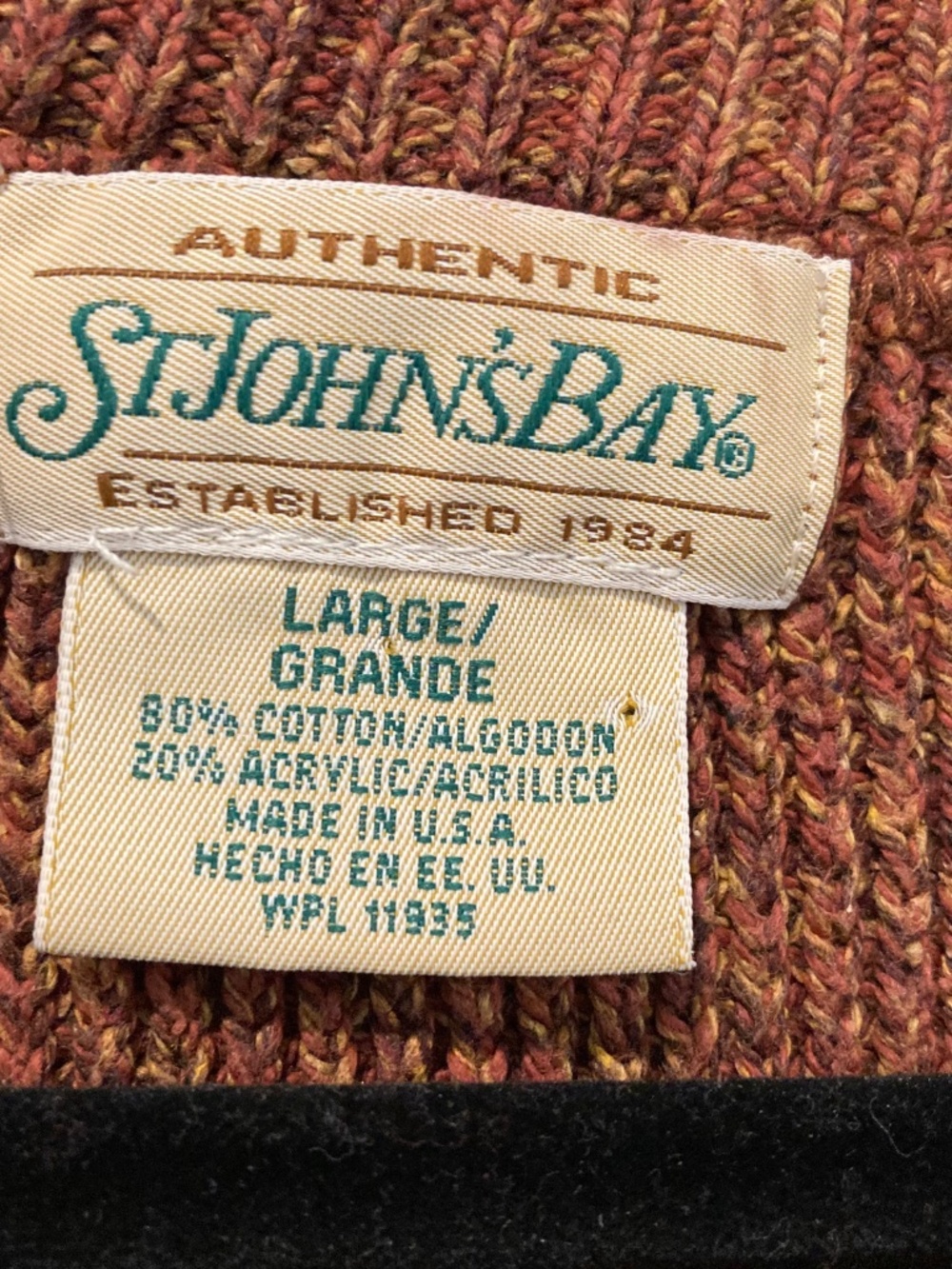 St. John's Bay Size Large Rust Brown Cotton Blend Crewneck Knit Sweater - Picture 2 of 8